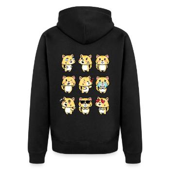 Orange Katze Kawaii Emoticons Aesthetic - Unisex Premium Bio Zip Hoodie - Schwarz - Hinten - Nico (187cm)