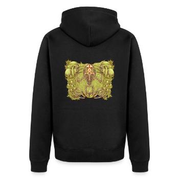Frog skeleton between mushrooms - Unisex Premium Organic Zip Hoodie - black - Back - Nico (187cm)