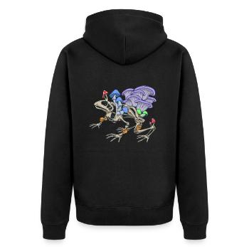 Froschskelett mit Pilzen - Unisex Premium Bio Zip Hoodie - Schwarz - Hinten - Nico (187cm)