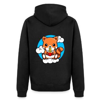 Red Panda Sitting On A Cloud And Eating Ramen - Unisex Premium Organic Zip Hoodie - black - Back - Nico (187cm)
