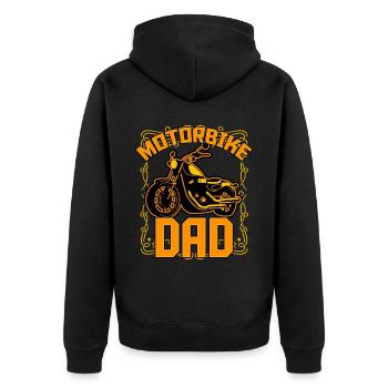 Motorbike Dad - Unisex Premium Organic Zip Hoodie - black - Back - Nico (187cm)
