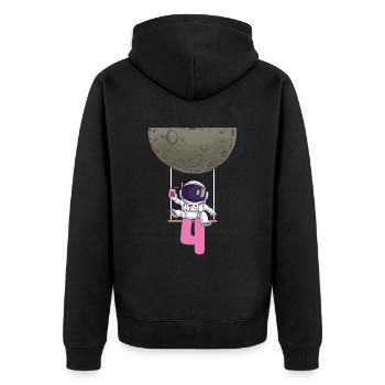 4. Geburtstag Astronaut 4 Jahre Space Galaxy - Unisex Premium Bio Zip Hoodie - Schwarz - Hinten - Nico (187cm)