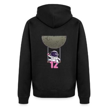 12. Geburtstag Astronaut 12 Jahre Weltraumgalaxie - Unisex Premium Bio Zip Hoodie - Schwarz - Hinten - Nico (187cm)