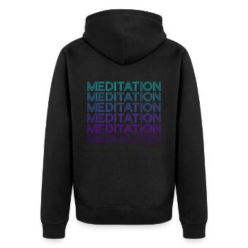 Meditation Yoga Retro - Unisex Premium Bio Zip Hoodie - Schwarz - Hinten - Nico (187cm)