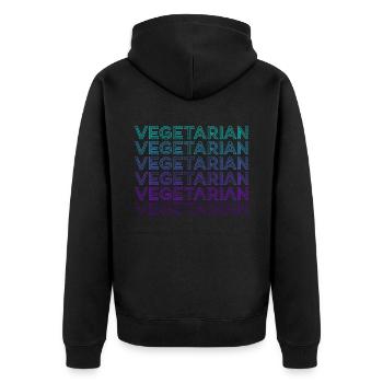 Vegetarisch Retro - Unisex Premium Bio Zip Hoodie - Schwarz - Hinten - Nico (187cm)
