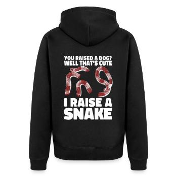 Snake Serpent You Got A Dog? Well - Unisex Premium Bio Zip Hoodie - Schwarz - Hinten - Nico (187cm)