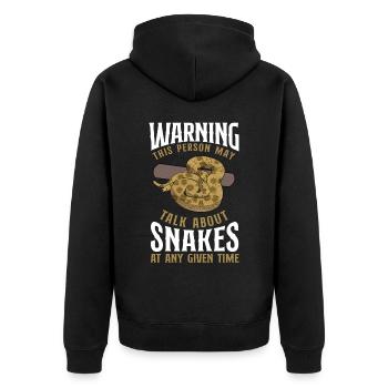 Snake Serpent Warning This Person - Unisex Premium Bio Zip Hoodie - Schwarz - Hinten - Nico (187cm)