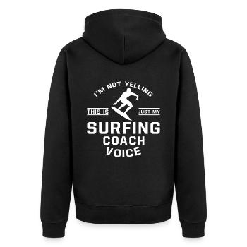 Ich Schreie Nicht - Surfentrainer - Unisex Premium Bio Zip Hoodie - Schwarz - Hinten - Nico (187cm)