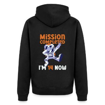 14th birthday astronaut 14 years - Unisex Premium Organic Zip Hoodie - black - Back - Nico (187cm)