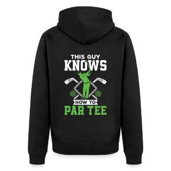 Dieser Typ Weiß, Wie Man T -Shirt - Golf - Unisex Premium Bio Zip Hoodie - Schwarz - Hinten - Nico (187cm)