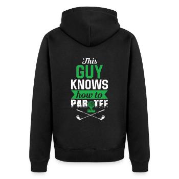 Dieser Typ Weiß, Wie Man T -Shirt - Golf - Unisex Premium Bio Zip Hoodie - Schwarz - Hinten - Nico (187cm)
