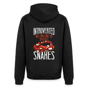 Snake Serpent Introverted But - Unisex Premium Bio Zip Hoodie - Schwarz - Hinten - Nico (187cm)