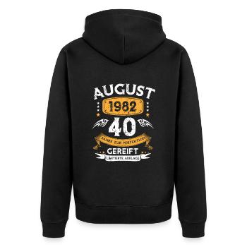 August 1982 40 Jahre Zur Perfektion Gereift - Unisex Premium Bio Zip Hoodie - Schwarz - Hinten - Nico (187cm)