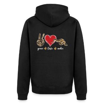 Snake Serpent Peace Love Snakes - Unisex Premium Bio Zip Hoodie - Schwarz - Hinten - Nico (187cm)