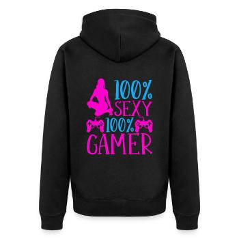 Sexy Gamer Gamepad Jeux vidéo Jeux vidéo Joueurs vidéo - Veste à capuche bio Premium Unisexe - noir - Dos - Nico (187cm)
