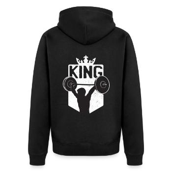 Weightlifting Weight Training Sport Fitness King King - Unisex Premium Organic Zip Hoodie - black - Back - Nico (187cm)