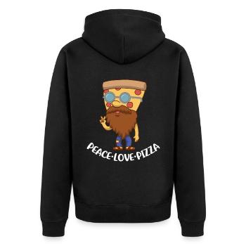 Peace Love Pizza Pizza Geschenk - Unisex Premium Bio Zip Hoodie - Schwarz - Hinten - Nico (187cm)