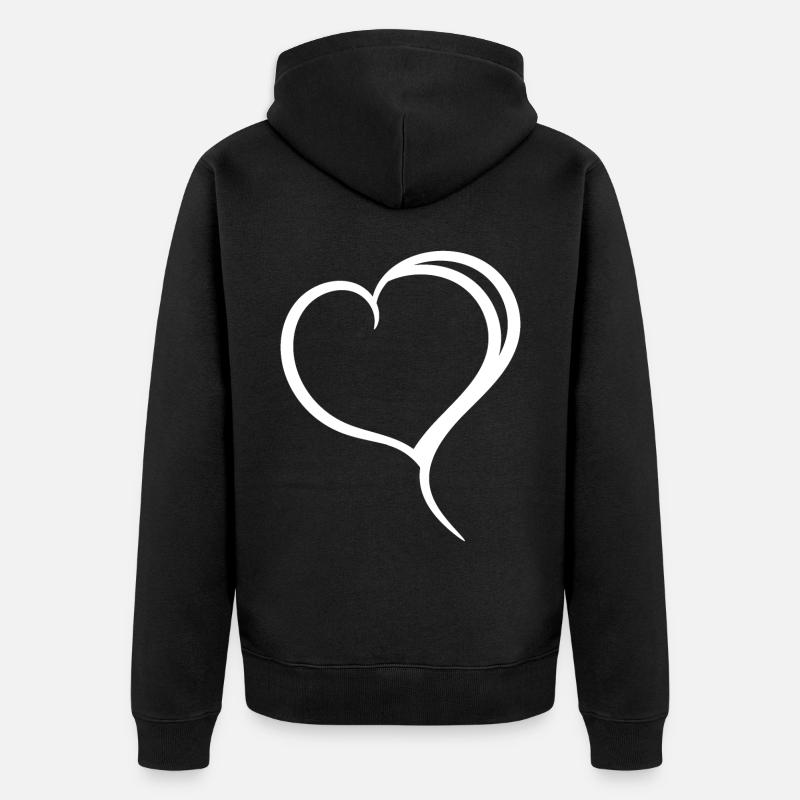 Cœur Blanc Simple - Veste à capuche bio Premium Unisexe - noir