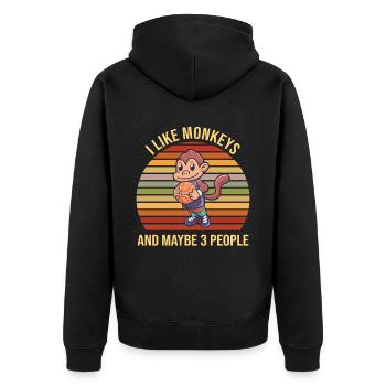 Basketball Schimpanse Affe Sport - Unisex Premium Bio Zip Hoodie - Schwarz - Hinten - Nico (187cm)