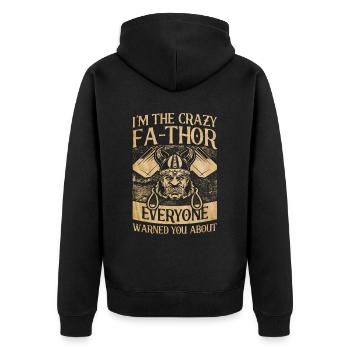 Fa-Thor Father Papa Dad - Unisex Premium Organic Zip Hoodie - black - Back - Nico (187cm)
