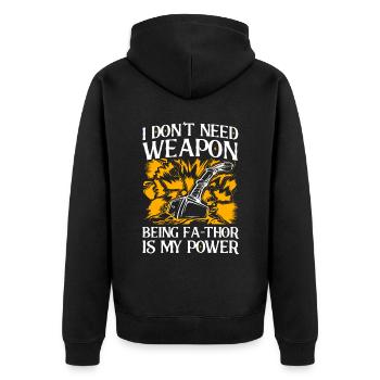 Fa-Thor Father Papa Dad - Unisex Premium Organic Zip Hoodie - black - Back - Nico (187cm)