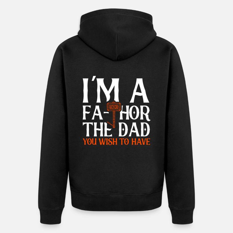 Fa-Thor Père Papa Papa - Veste à capuche bio Premium Unisexe - noir