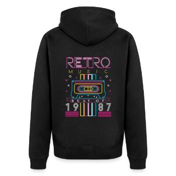 Best Of 1987 Retro Cassette Vintage Anniversaire - Veste à capuche bio Premium Unisexe - noir - Dos - Nico (187cm)