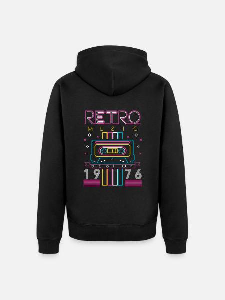 Best Of 1976 Retro Kassette Vintage Geburtstag - Unisex Premium Bio Zip Hoodie - Schwarz