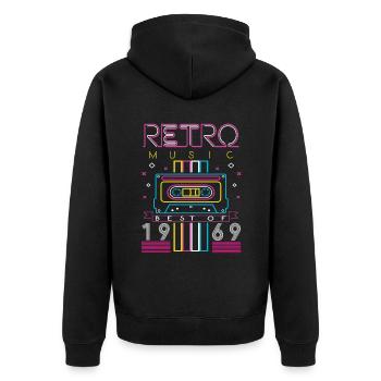Best Of 1969 Retro Kassette Vintage Geburtstag - Unisex Premium Bio Zip Hoodie - Schwarz - Hinten - Nico (187cm)
