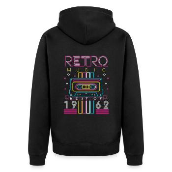 Best Of 1962 Retro Kassette Vintage Geburtstag - Unisex Premium Bio Zip Hoodie - Schwarz - Hinten - Nico (187cm)