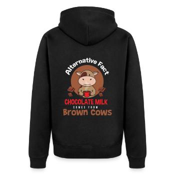 Chocolate Milk Brown Cows Schokolade - Unisex Premium Bio Zip Hoodie - Schwarz - Hinten - Nico (187cm)