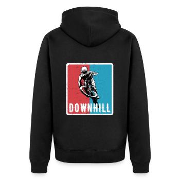 Downhill Mountain Bike MTB RetroVintage - Unisex Premium Organic Zip Hoodie - black - Back - Nico (187cm)