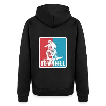 Downhill Mountain Bike MTB RetroVintage - Unisex Premium Organic Zip Hoodie - black - Back - Nico (187cm)