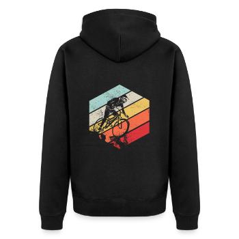 Descente VTT Nature Montagnes Retro Wave Vintage - Veste à capuche bio Premium Unisexe - noir - Dos - Nico (187cm)