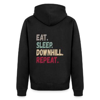 Eat Sleep Downhill Repeat Mountains Retro Wave Vintage - Unisex Premium Organic Zip Hoodie - black - Back - Nico (187cm)