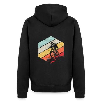 Descente VTT Nature Montagnes Retro Wave Vintage - Veste à capuche bio Premium Unisexe - noir - Dos - Nico (187cm)