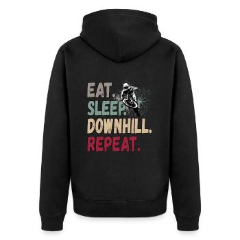 Eat Sleep Downhill Repeat Mountains Retro Wave Vintage - Unisex Premium Organic Zip Hoodie - black - Back - Nico (187cm)
