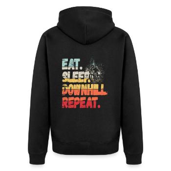Eat Sleep Downhill Repeat Mountains Retro Wave Vintage - Unisex Premium Organic Zip Hoodie - black - Back - Nico (187cm)