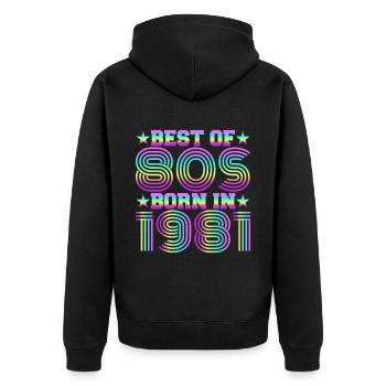 Best of the 80s Born in 1981 Vintage - Unisex Premium Organic Zip Hoodie - black - Back - Nico (187cm)