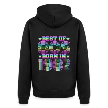 Best of the 80s Born in 1982 Vintage - Unisex Premium Organic Zip Hoodie - black - Back - Nico (187cm)