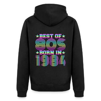 Best of the 80s Born in 1984 Vintage - Unisex Premium Organic Zip Hoodie - black - Back - Nico (187cm)