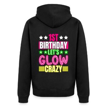 1. Geburtstag Let's Glow Crazy Buntes 1-jähriges - Unisex Premium Bio Zip Hoodie - Schwarz - Hinten - Nico (187cm)