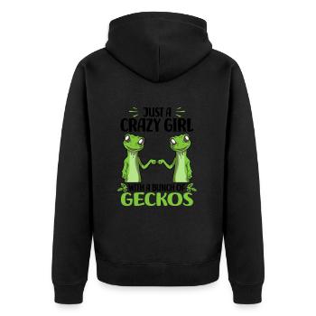 Geckos - Unisex Premium Organic Zip Hoodie - black - Back - Nico (187cm)