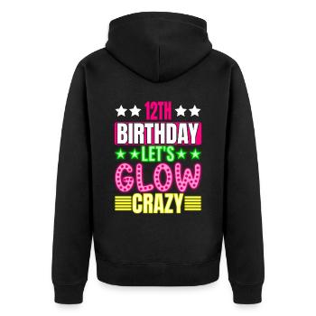 12th Birthday Let's Glow Crazy Colorful - Unisex Premium Organic Zip Hoodie - black - Back - Nico (187cm)