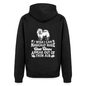 Chow Chow Hund - Unisex Premium Bio Zip Hoodie - Schwarz - Hinten - Nico (187cm)