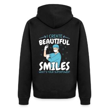 Je crée un beau sourire Qu’est-ce que votre Su - Veste à capuche bio Premium Unisexe - noir - Dos - Nico (187cm)