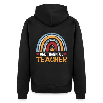 Ein Dankbares Lehrer-design Für Erzieher-lehrer - Unisex Premium Bio Zip Hoodie - Schwarz - Hinten - Nico (187cm)