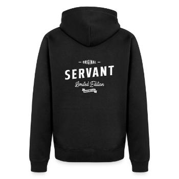 Servant Funny Job Title Profession Birthday Worker - Unisex Premium Organic Zip Hoodie - black - Back - Nico (187cm)