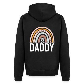 Vati-regenbogen-entwurf Für Den Vatertags-vati - Unisex Premium Bio Zip Hoodie - Schwarz - Hinten - Nico (187cm)