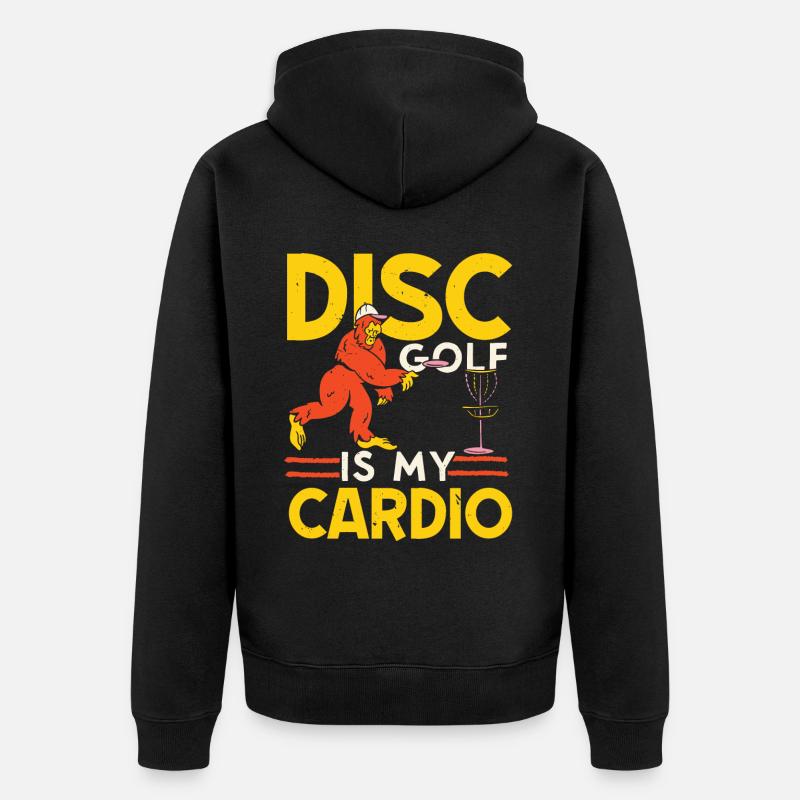 Scheibengolf ist mein Kardiotraining Freizeit-Werf - Unisex Premium Bio Zip Hoodie - Schwarz